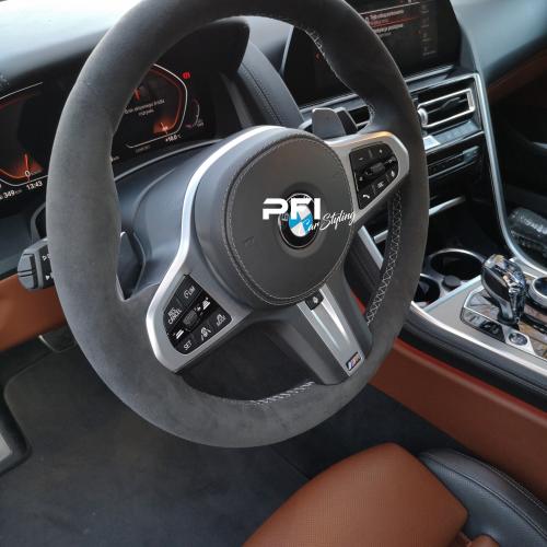 obszycie kierownicy alcantarą w BMW 8 PFI car styling